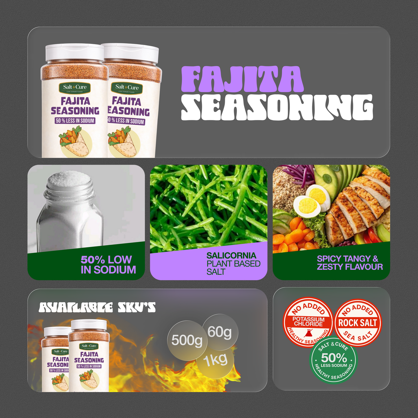 Fajita Seasoning - 50% Less Sodium 500 gms