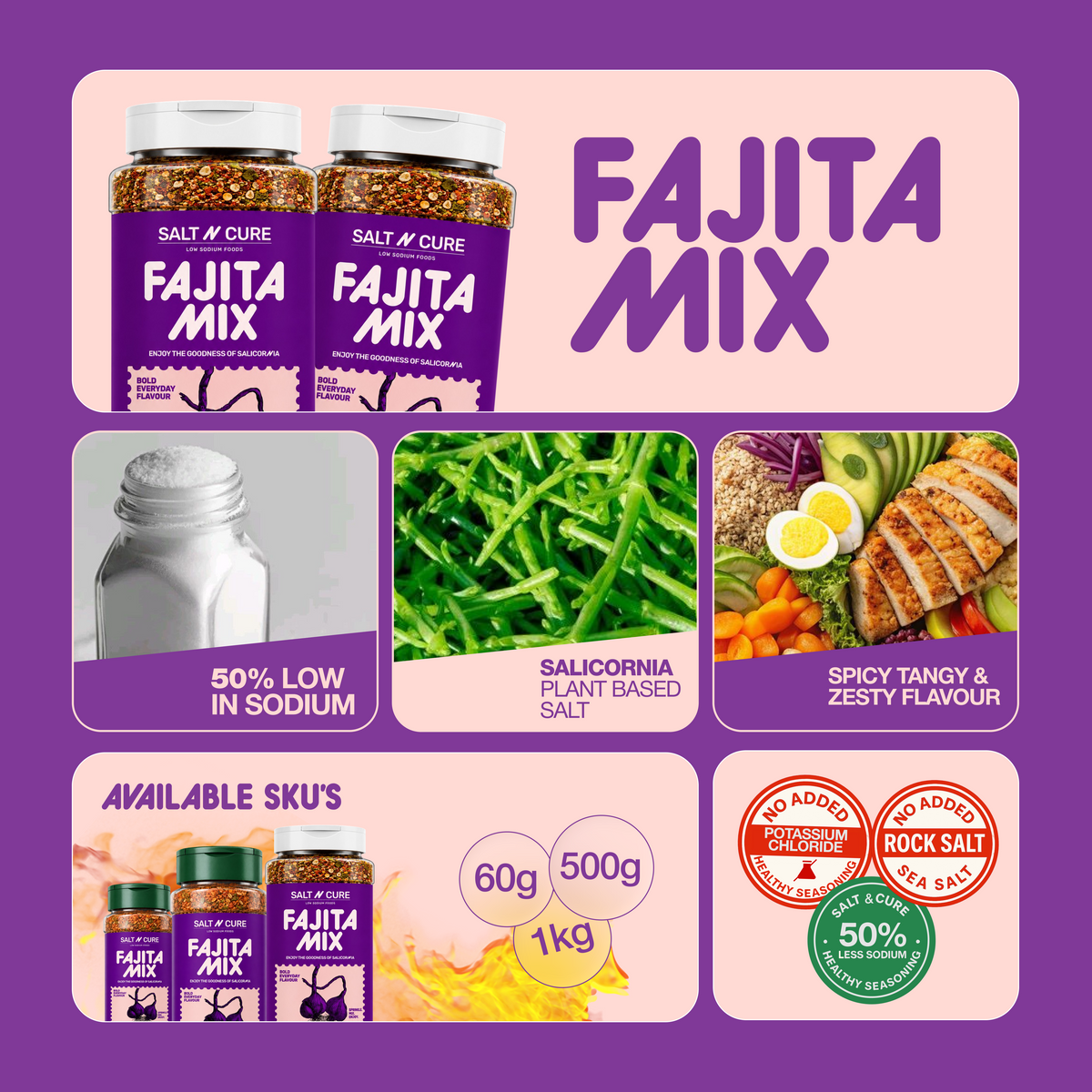 Fajita Seasoning - 50% Less Sodium 500 gms