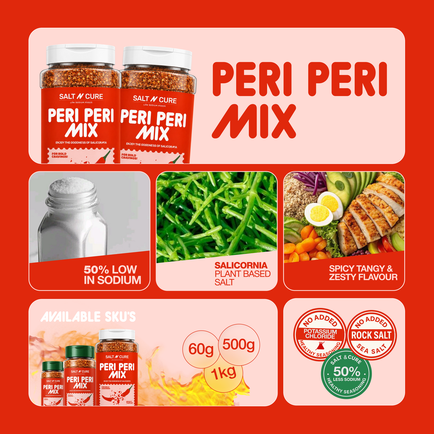 Peri Peri Seasoning – 50% Less Sodium 500 gms